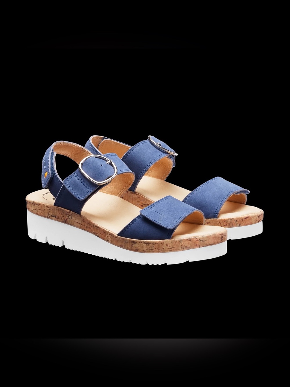 Samuel Hubbard Women's Portola Two Strap Sandal in Blue Nubuck, Size 7.5